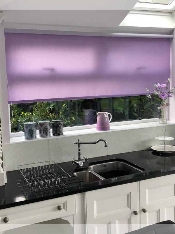 Lilac Roller Blind in a Stunning Kitchen
