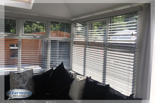 Wooden Blinds in a Lean to Conservatory